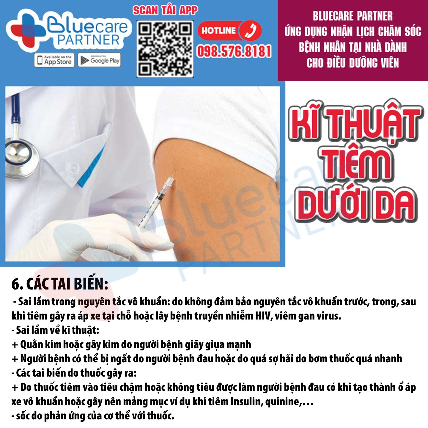 Kỹ Thuật Tiêm Dưới Da Điều Dưỡng Bluecare